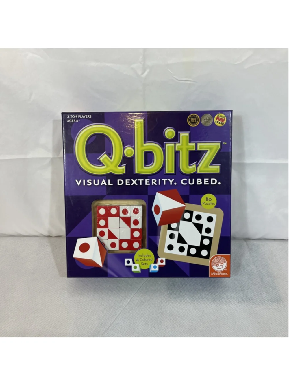 MindWare Q-bitz Board Game Visual Dexterity Cubed Puzzle Strategy Family CIB